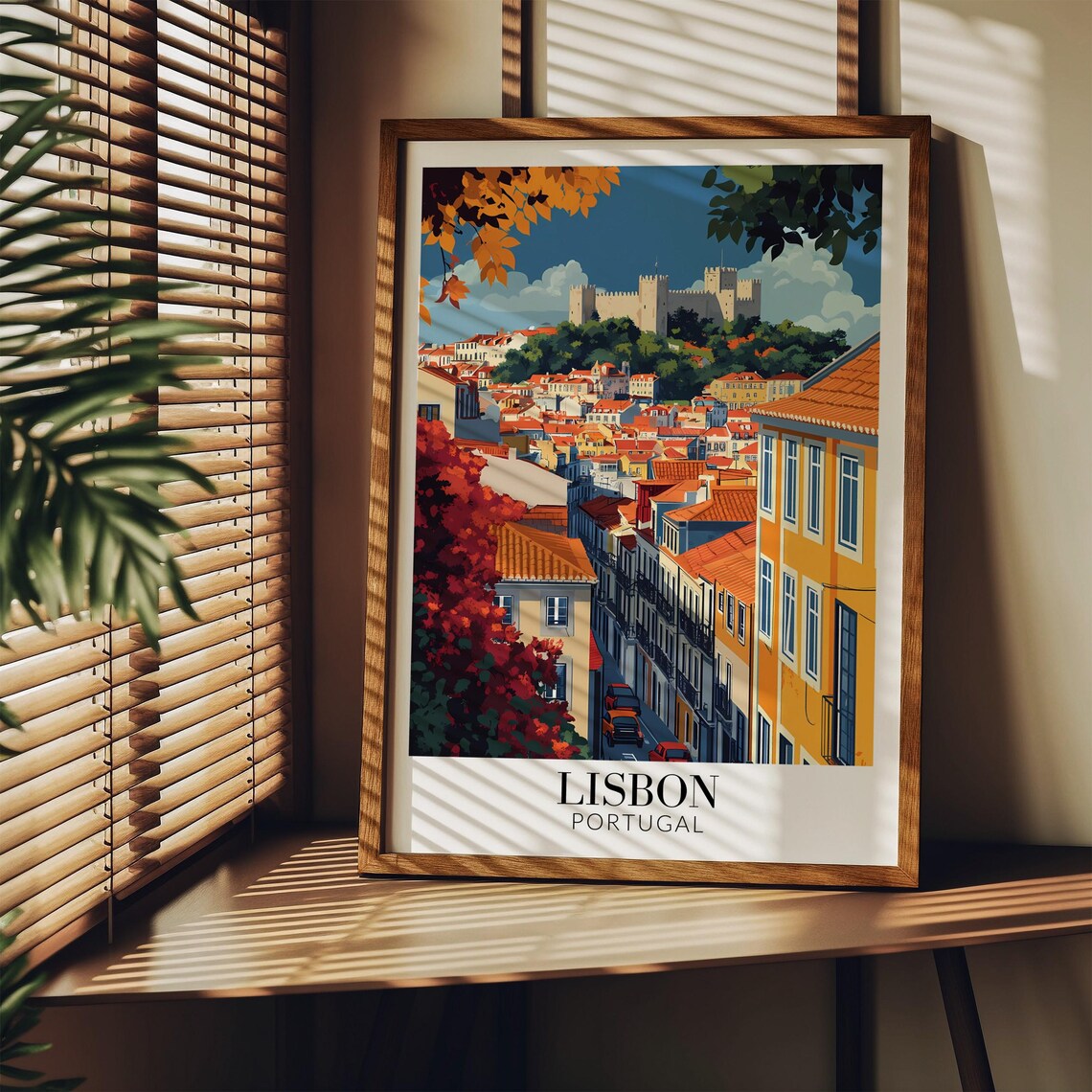 Lisbon Alfama Street Sao Jorge Castle Hilltop View Travel Poster - Image 3