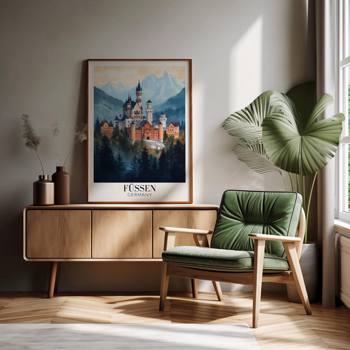 Füssen Germany Fairytale Castle in the Alps Vintage Travel Poster - Image 3
