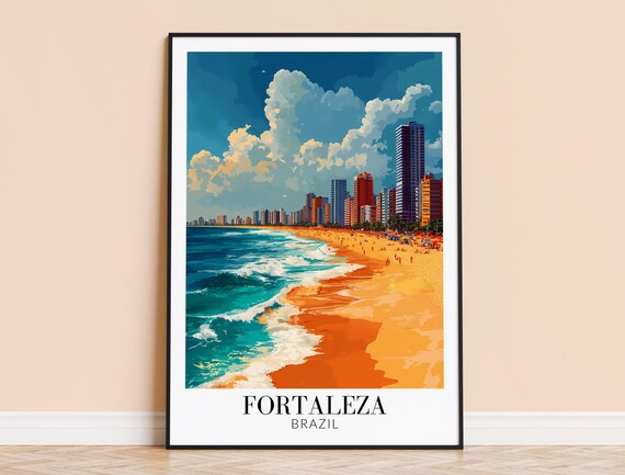 Fortaleza Print Brazil Travel Wall Art City Poster Framed Or Unframed Home Decor Wedding And Housewarming Gift Personalised