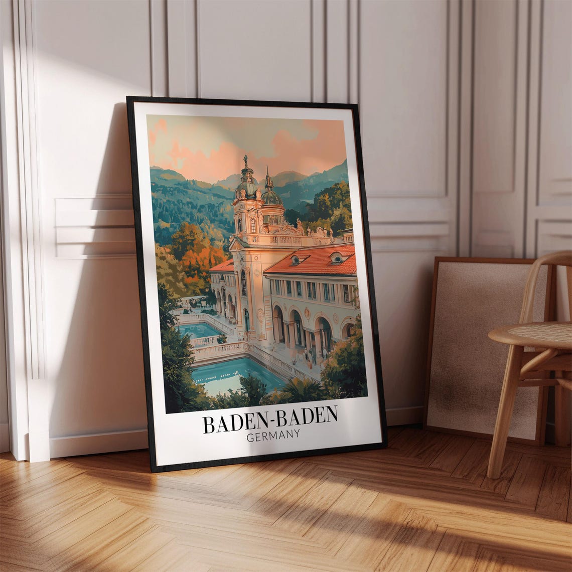 Baden-Baden Germany Spa Building Poolside Belle Epoque Travel Poster - Image 4