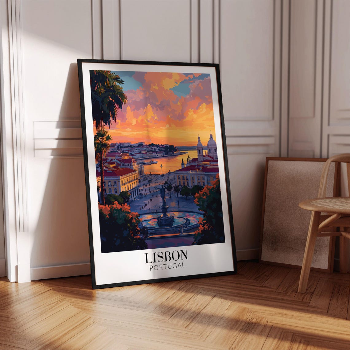 Lisbon Sunset Over Riverside Plaza and Cathedral View Poster - Image 4