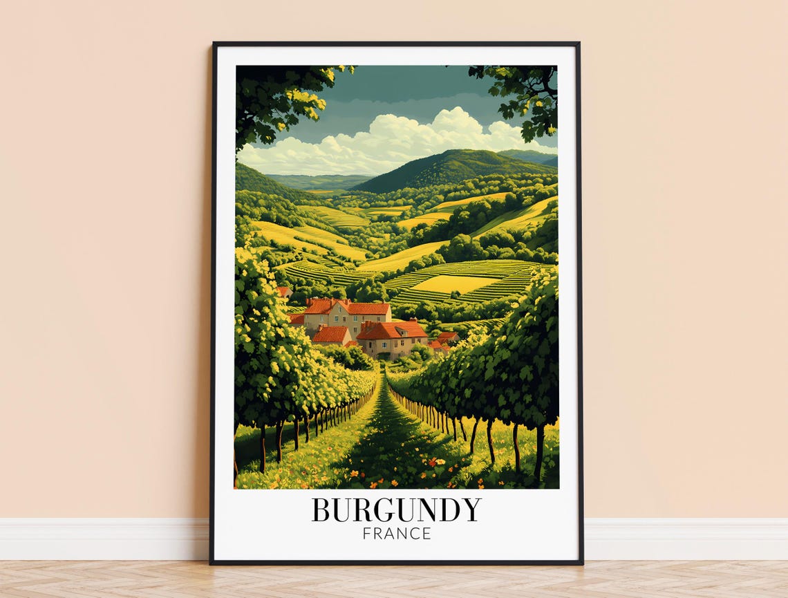 Burgundy Print Burgundy France Travel Wall Hanging Home Decoration Gift For Art Lovers Burgundy Wall Poster Art