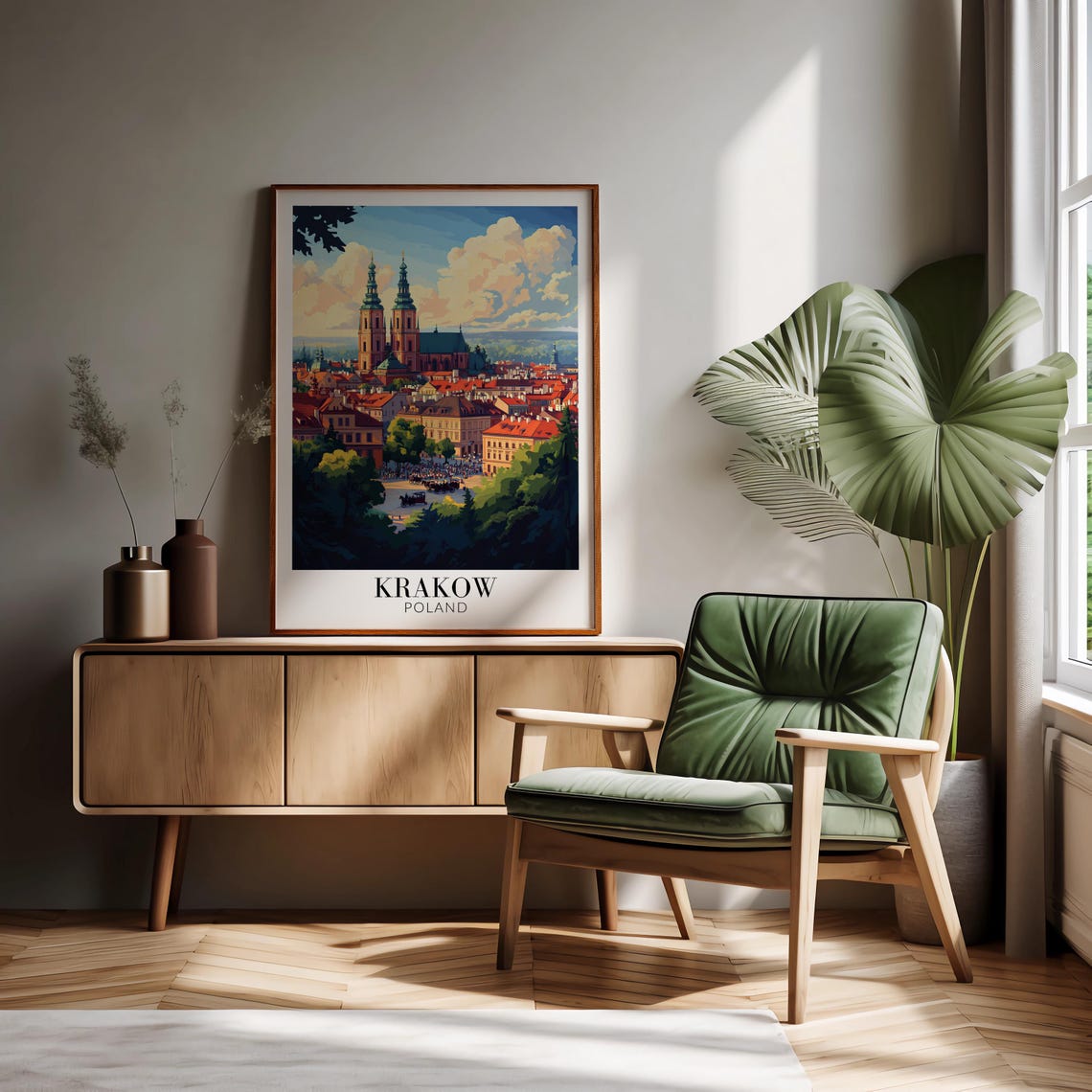 Krakow Wawel Cathedral Old Town Rooftops Summer Travel Poster - Image 2