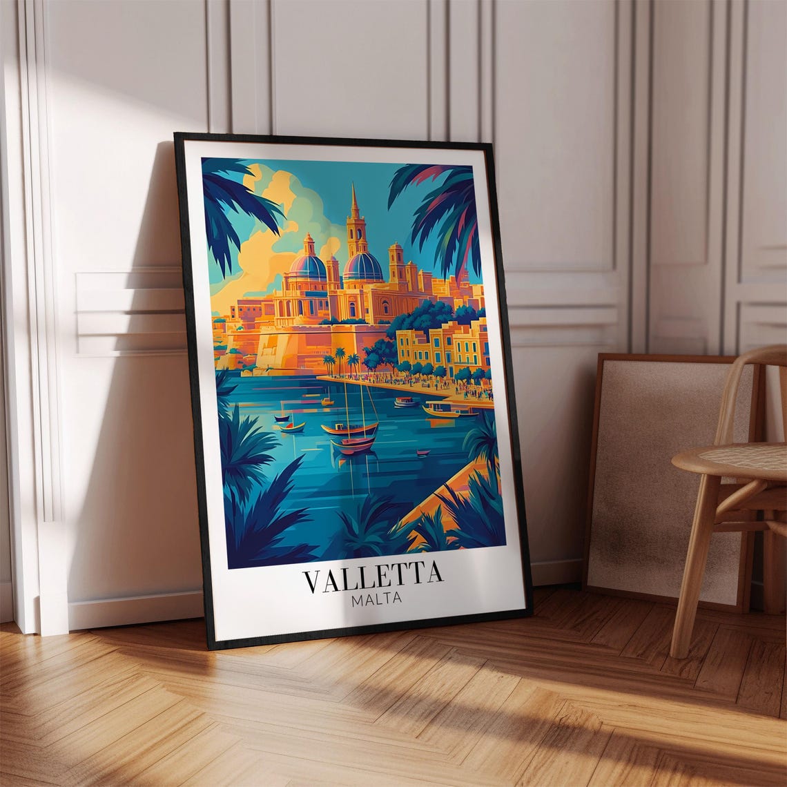 Valletta Malta Grand Harbour Waterfront Sunset Travel Poster - Image 2