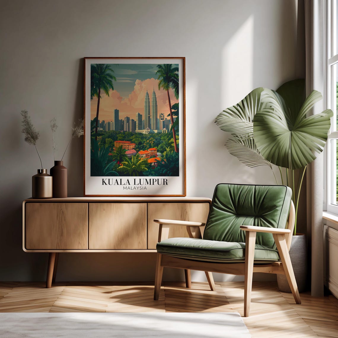 Kuala Lumpur Malaysia Petronas Towers Golden Hour Skyline Poster - Image 2