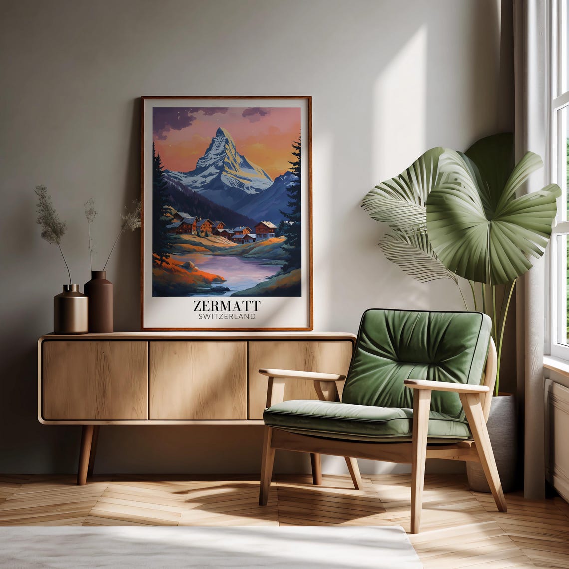 Zermatt Switzerland Matterhorn Sunset Over Alpine Lake Poster - Image 2