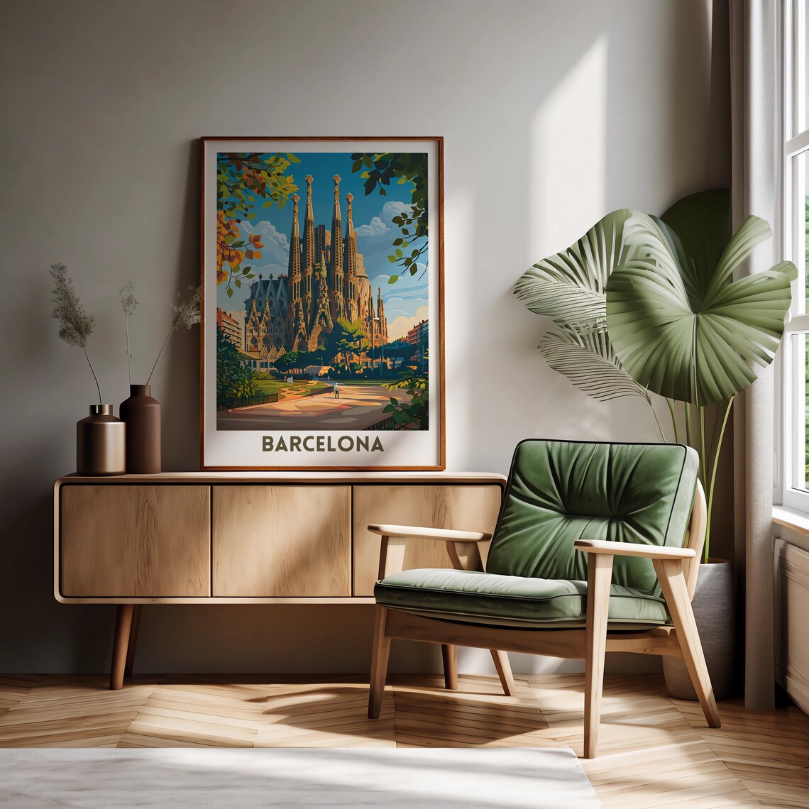 Barcelona Travel Poster, Spanish Cityscape Art - Image 4