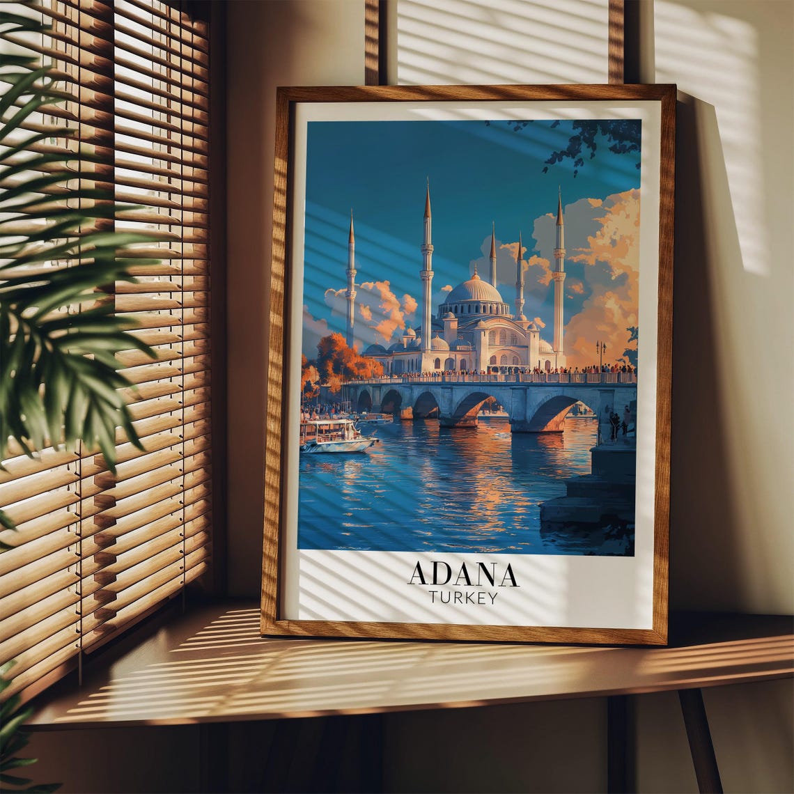 Adana Turkey Grand Mosque and Bridge in Golden Daylight Poster - Image 3