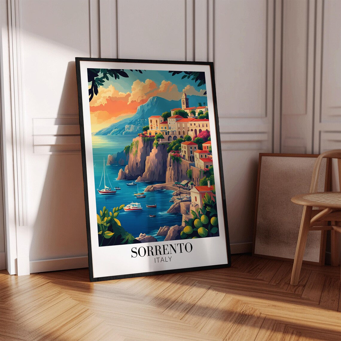 Sorrento Italy Cliffside Sailboats Sunset Sea Coast Travel Poster - Image 4