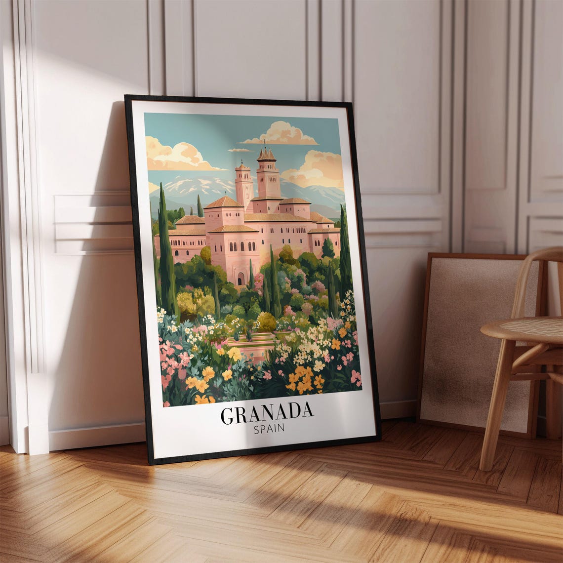 Granada Spain Alhambra Gardens Mountain View Spring Travel Poster - Image 3