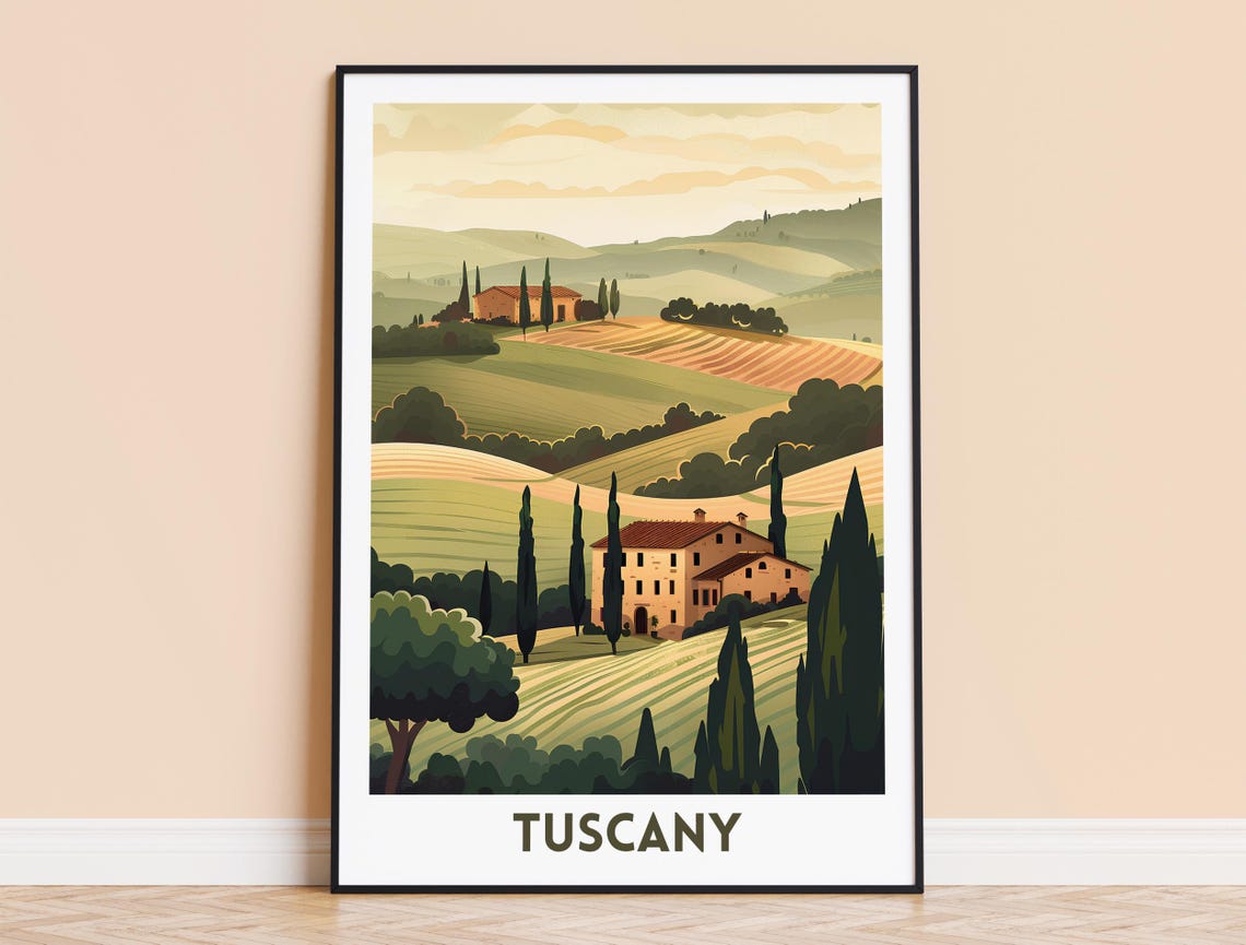 Tuscany Rolling Hills Villa Italy Countryside Cypress Trees Poster