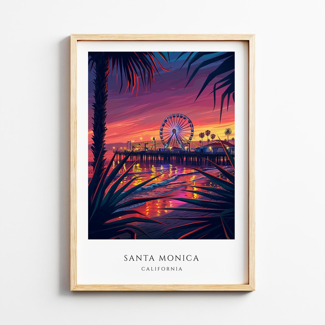 Santa Monica Travel Poster, Home Decoration Gift