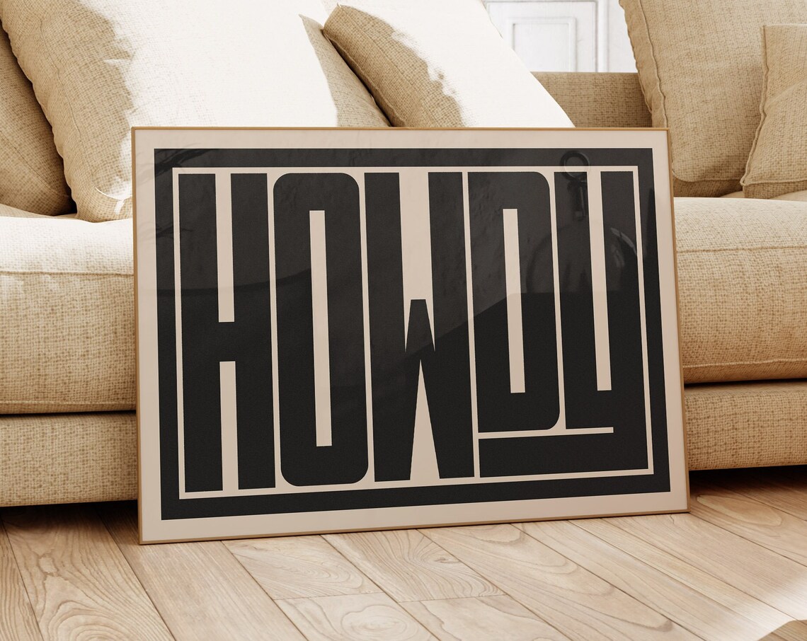 Howdy Typography Print, Modern Minimalist Greeting