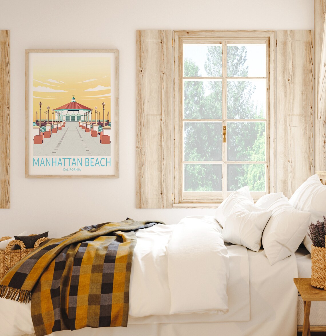 Manhattan Beach California Pier Sunset Travel Poster Retro Style - Image 3