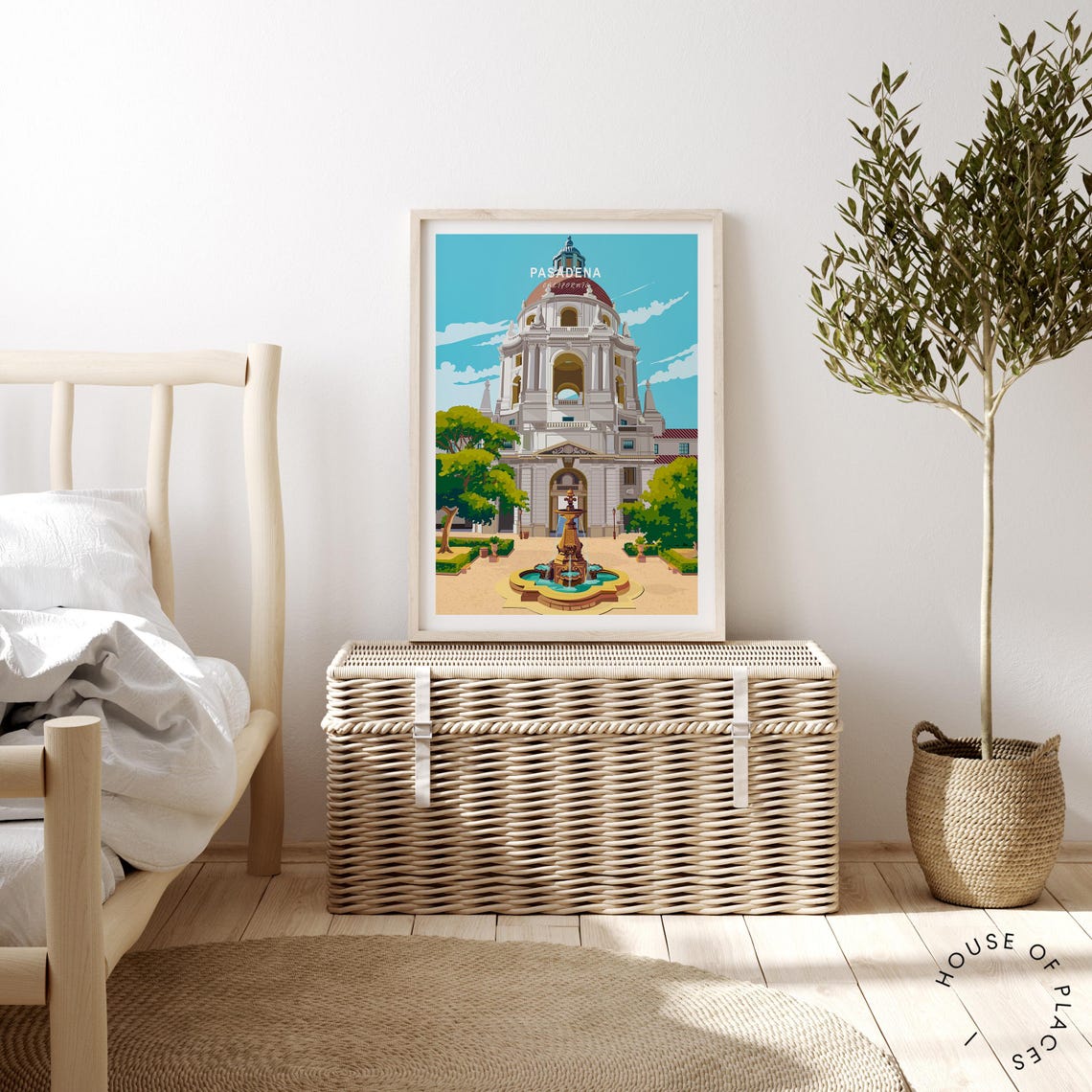 Pasadena California Historic City Hall Tower Blue Sky Poster - Image 2