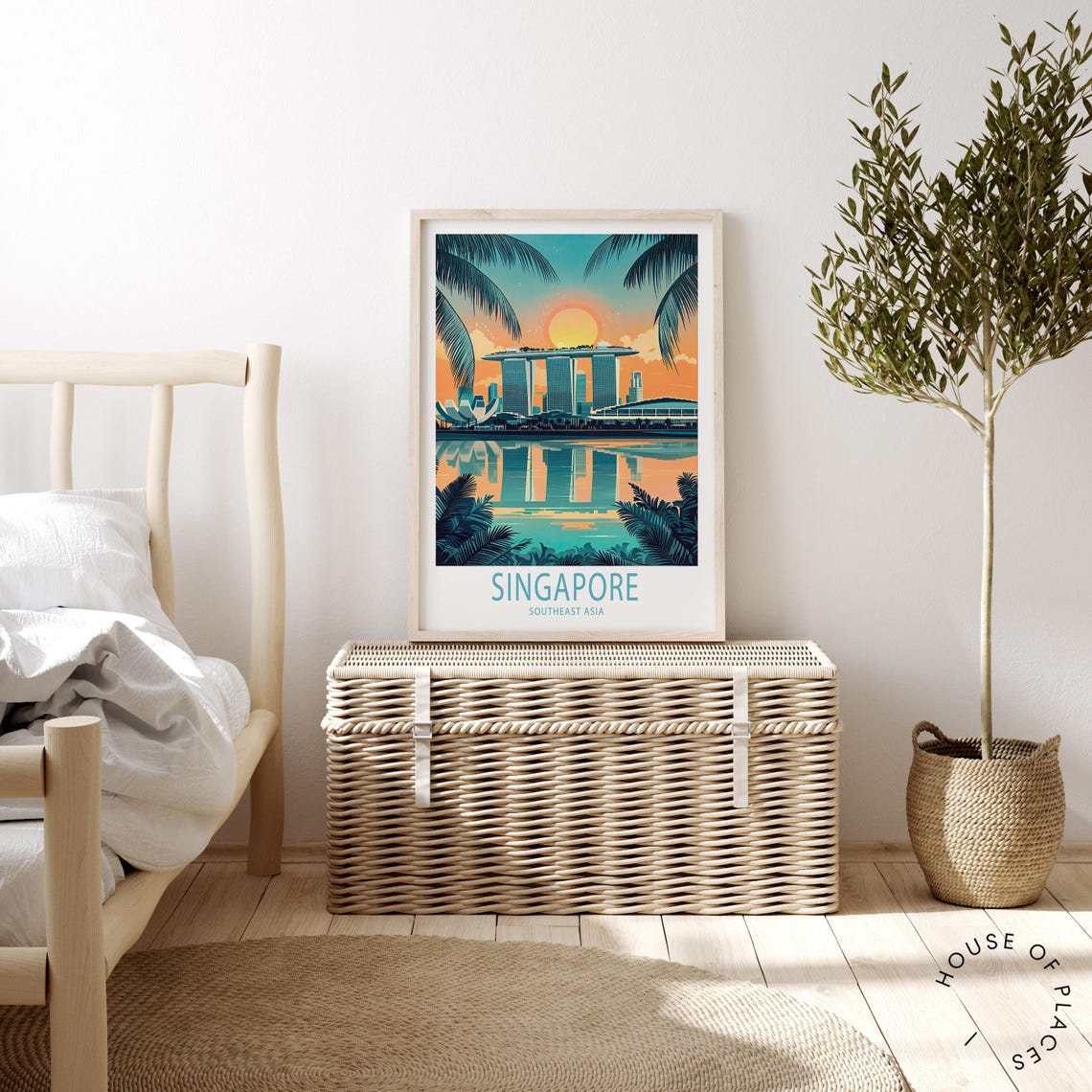 Singapore Travel Poster Singapore Marina Bay Sands Wall Art Southeast Asia Travel Print Birthday Gifts Wedding Gifts - Image 4