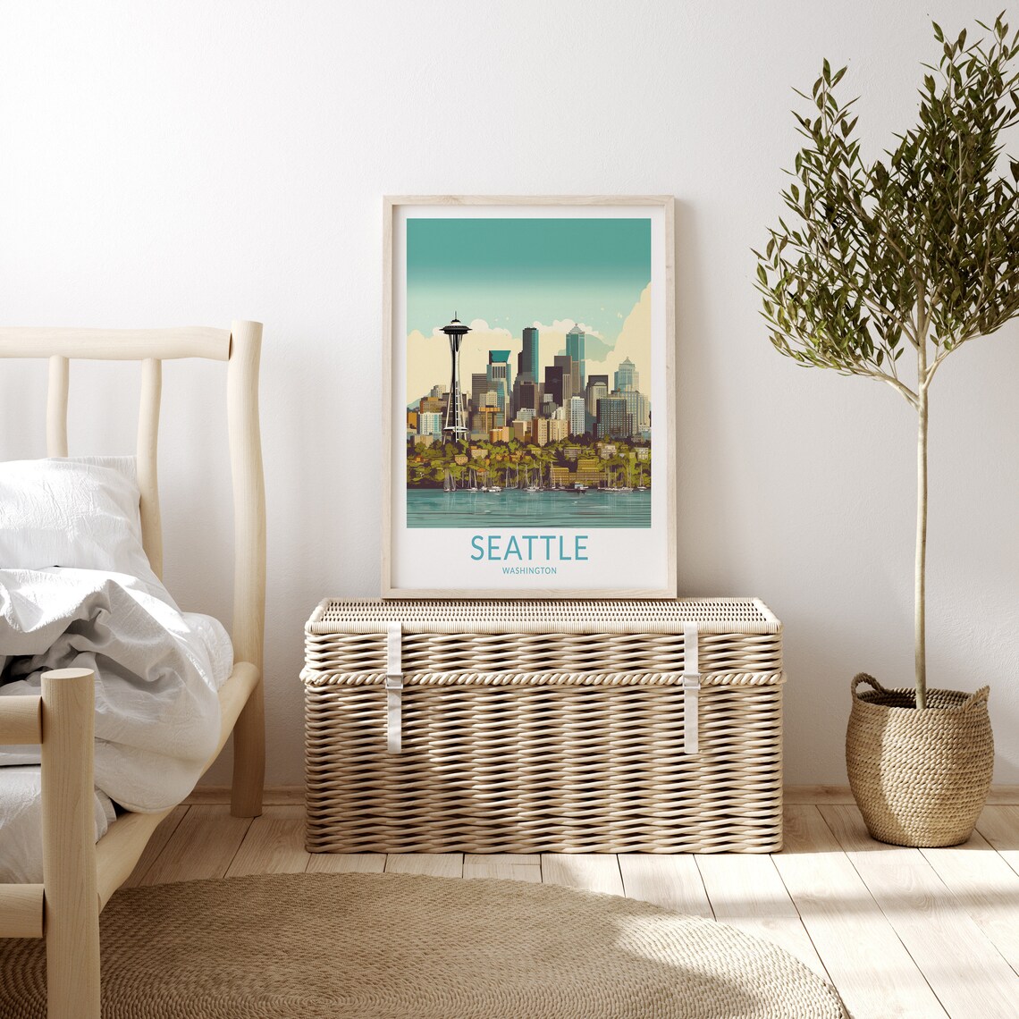 Seattle Washington Travel Poster, Skyline Wall Art - Image 3