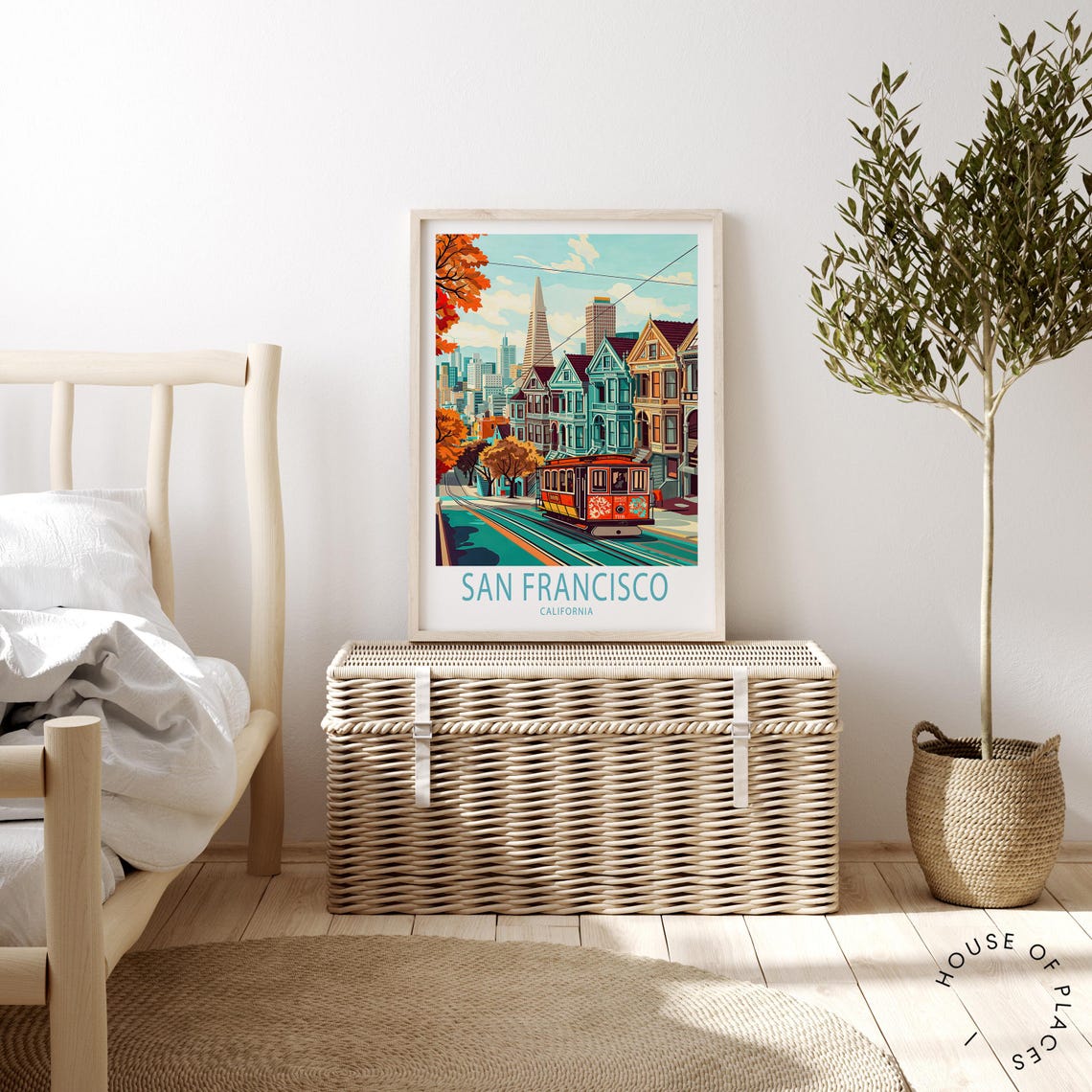 San Francisco California Cable Car Victorian Hill Autumn Poster - Image 2