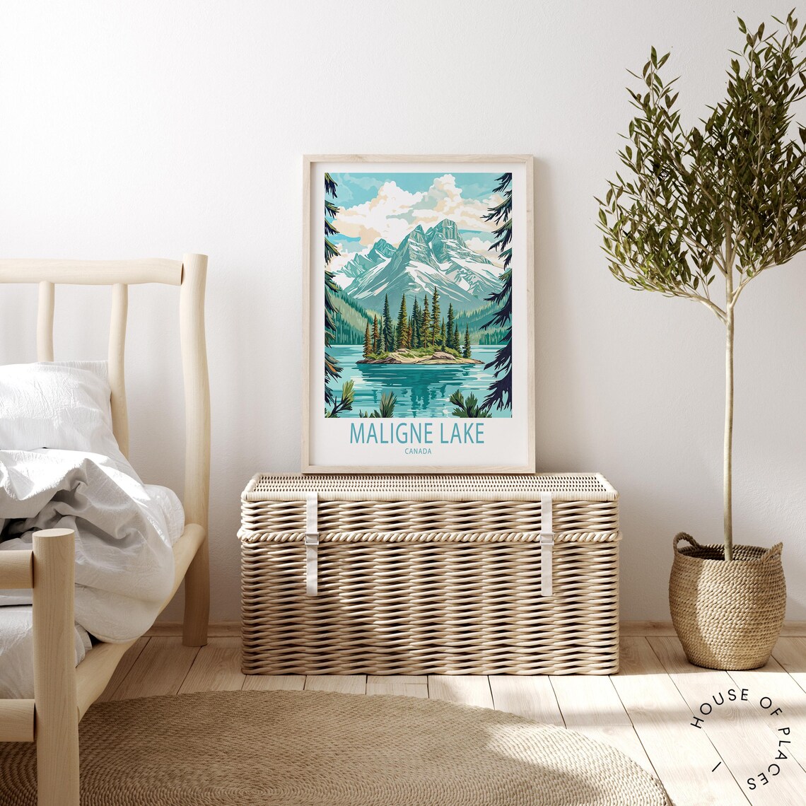 Maligne Lake Travel Poster, Canada Landscape Print - Image 2