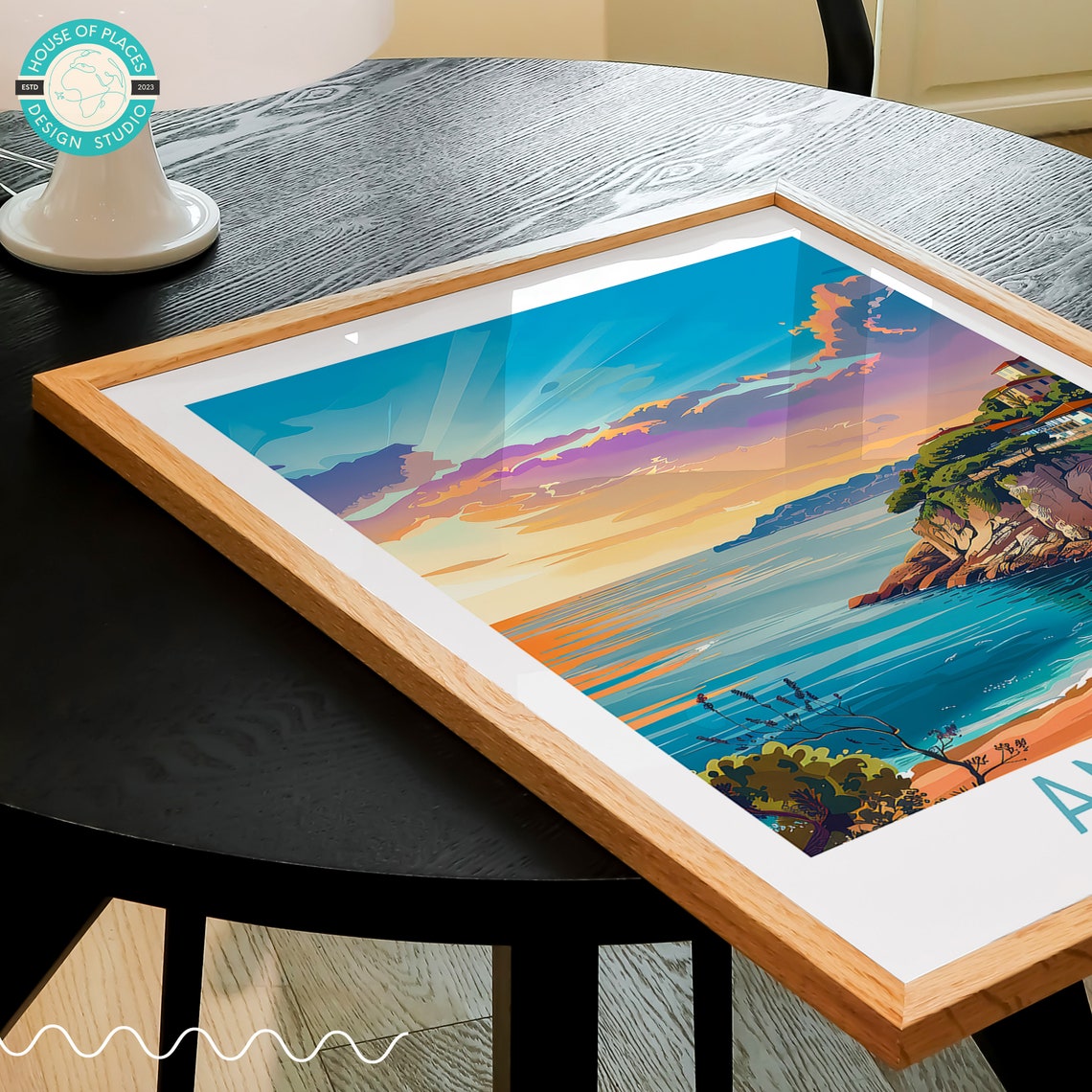 Antalya Turkiye Sunset Coast Cliffs Vintage Style Travel Poster - Image 3