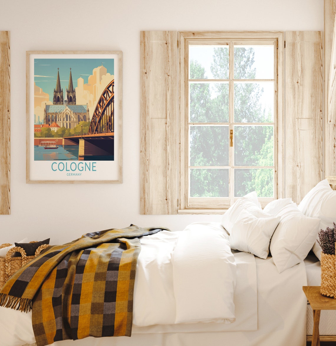 Cologne Germany Cathedral Hohenzollern Bridge River Scene Poster - Image 2
