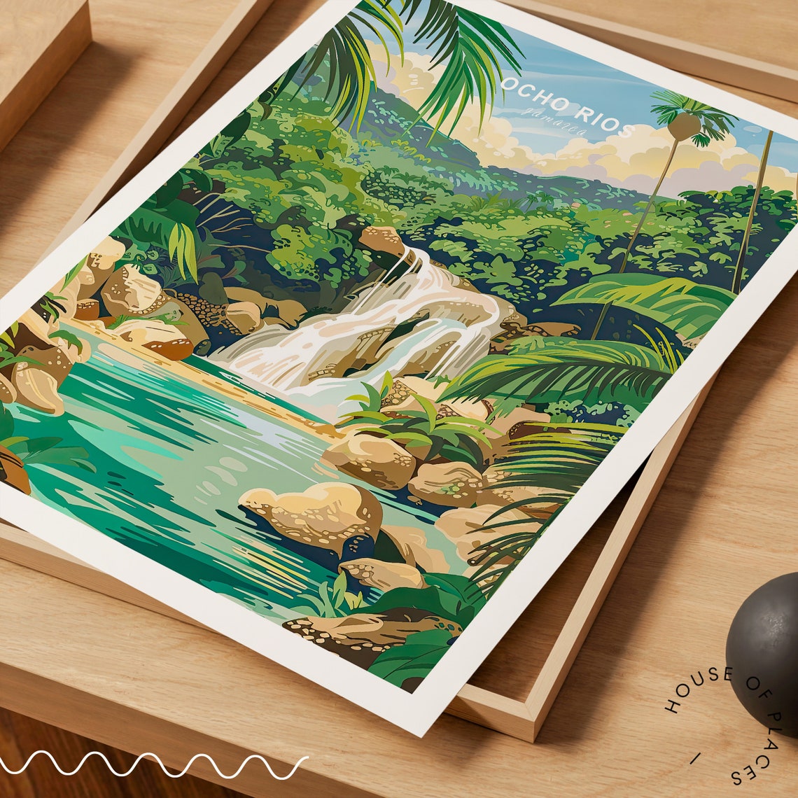 Ocho Rios Jamaica Tropical Waterfall Rainforest Jungle Poster - Image 3