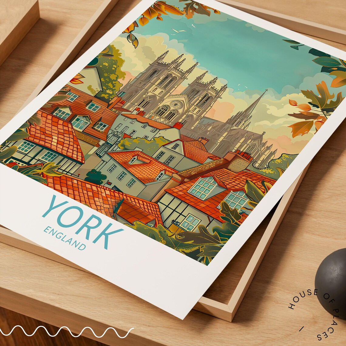 York England Travel Poster, Cityscape Art Print - Image 3