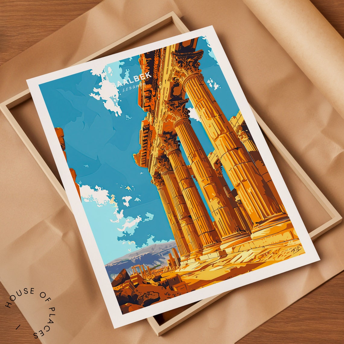 Baalbek Lebanon Temple of Bacchus Towering Colonnade Travel Poster - Image 2