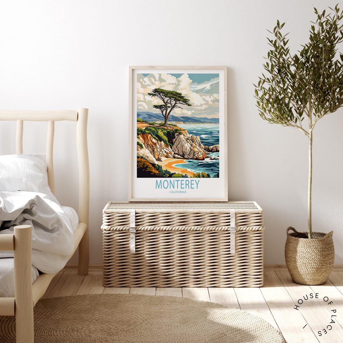 Monterey California Cypress Tree Rocky Cliff Coast Travel Poster - Image 4