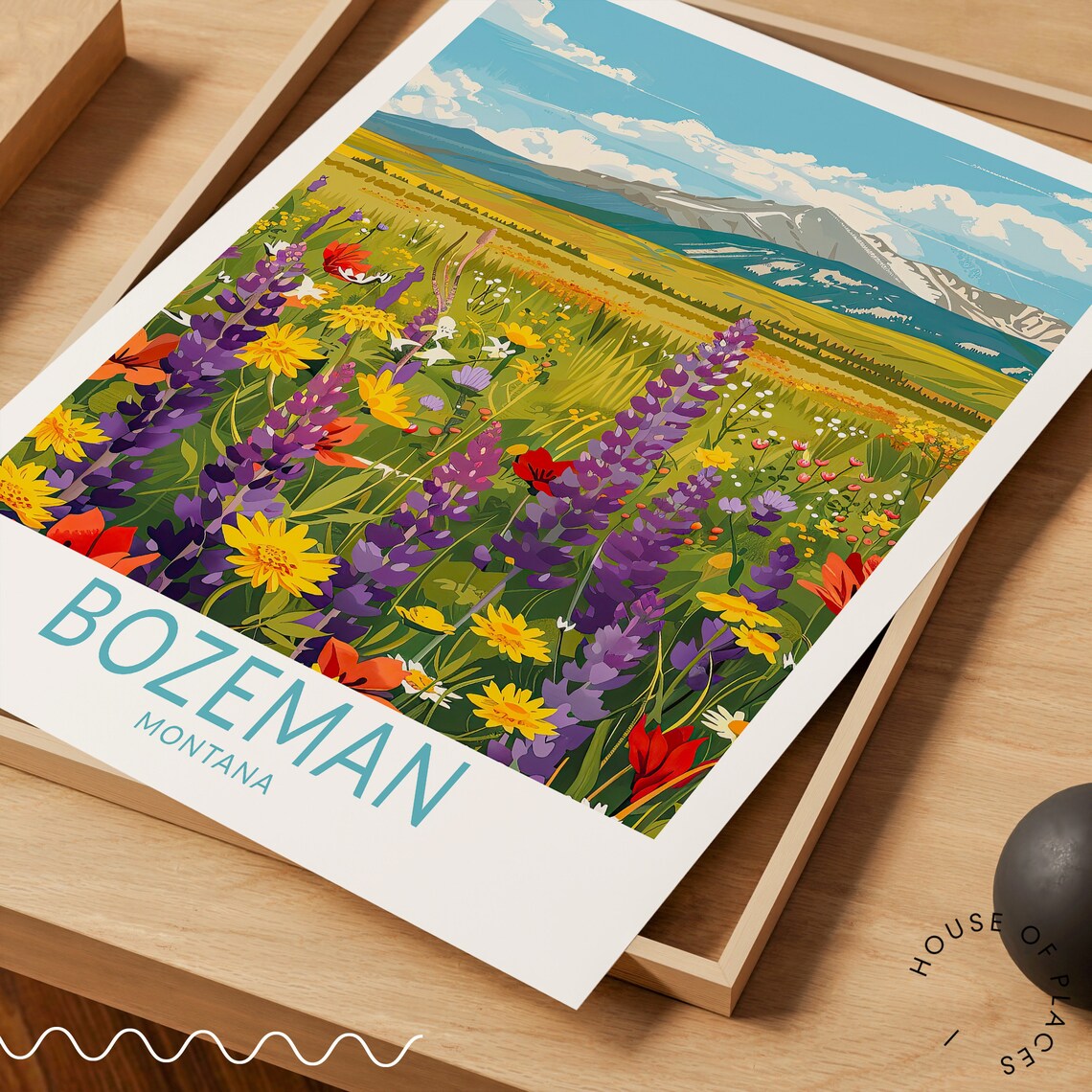 Bozeman Montana Wildflower Meadow With Snowy Mountains Poster - Image 3