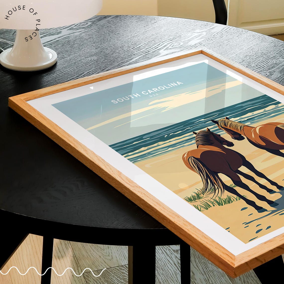 South Carolina USA Wild Beach Horses Sunrise Ocean Shore Poster - Image 2