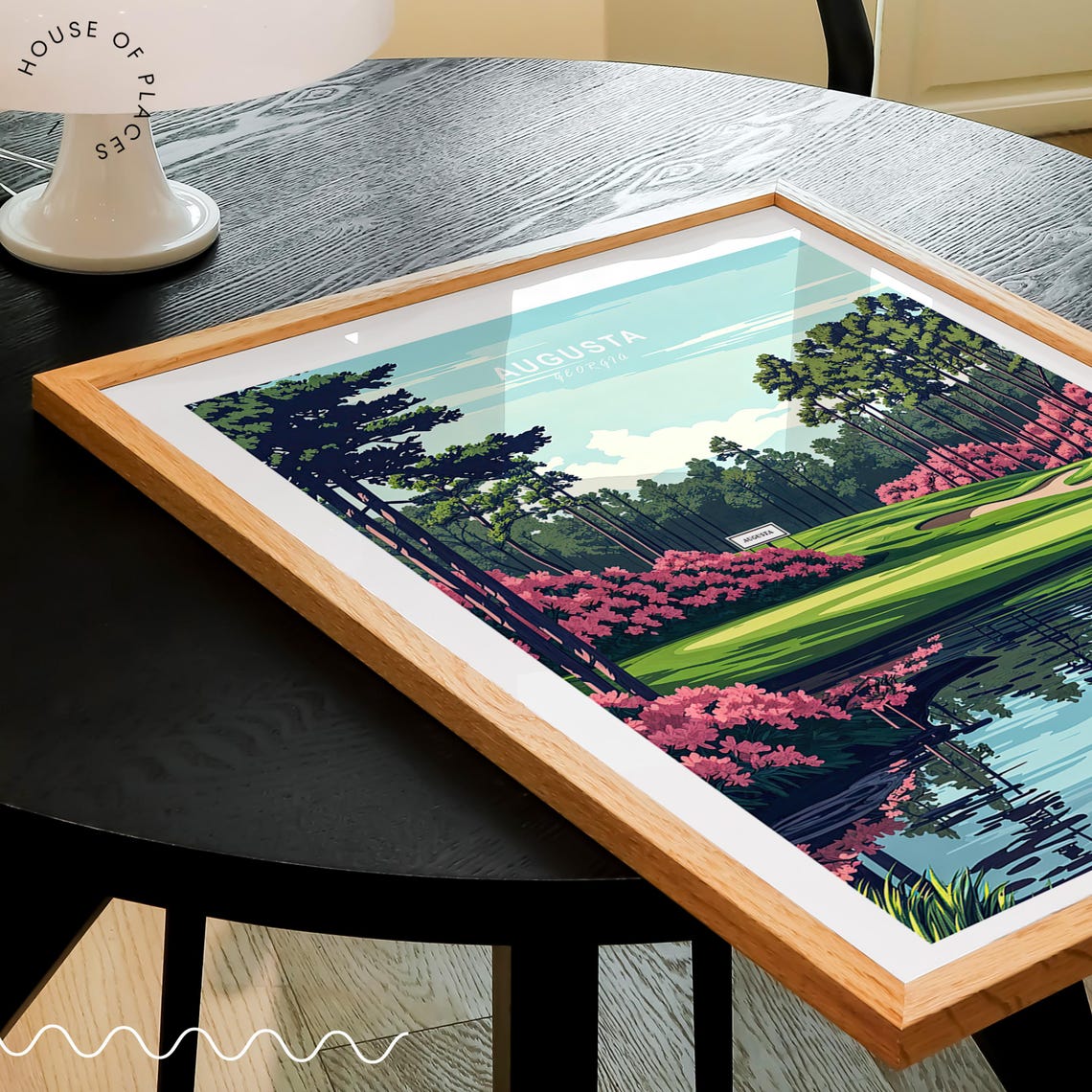 Augusta Georgia Golf Pond Pink Azalea Spring Bloom Art Poster - Image 3