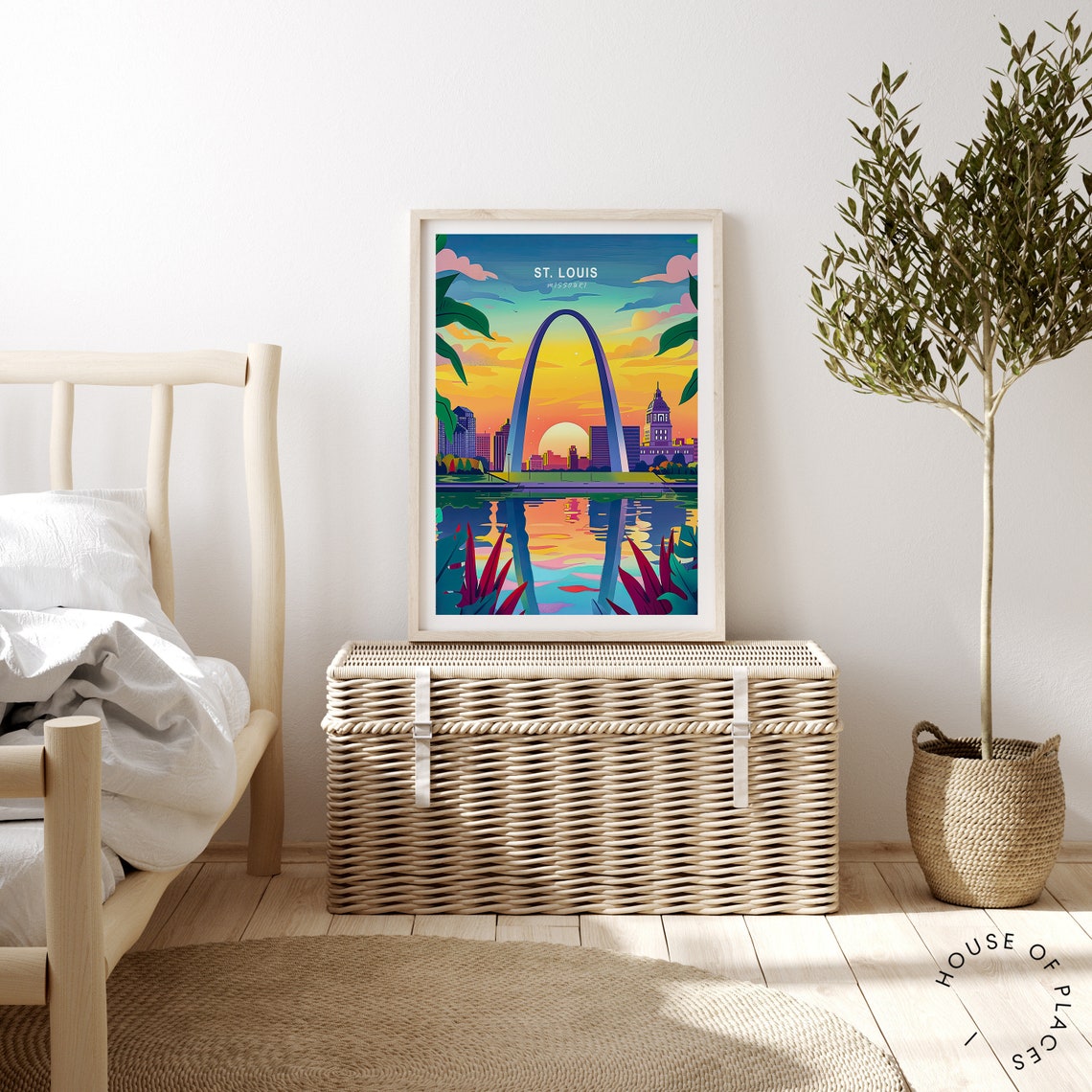 St. Louis Missouri Gateway Arch Sunset Skyline Travel Poster - Image 3