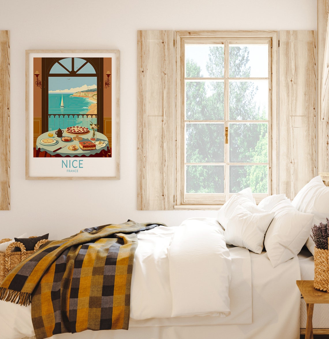 Nice France Riviera Balcony Breakfast Overlooking Sea Food Poster - Image 2