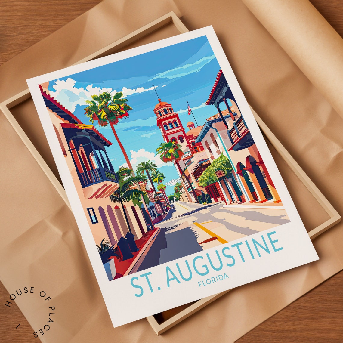 St. Augustine Florida Historic Old Town Street Travel Poster - Image 2