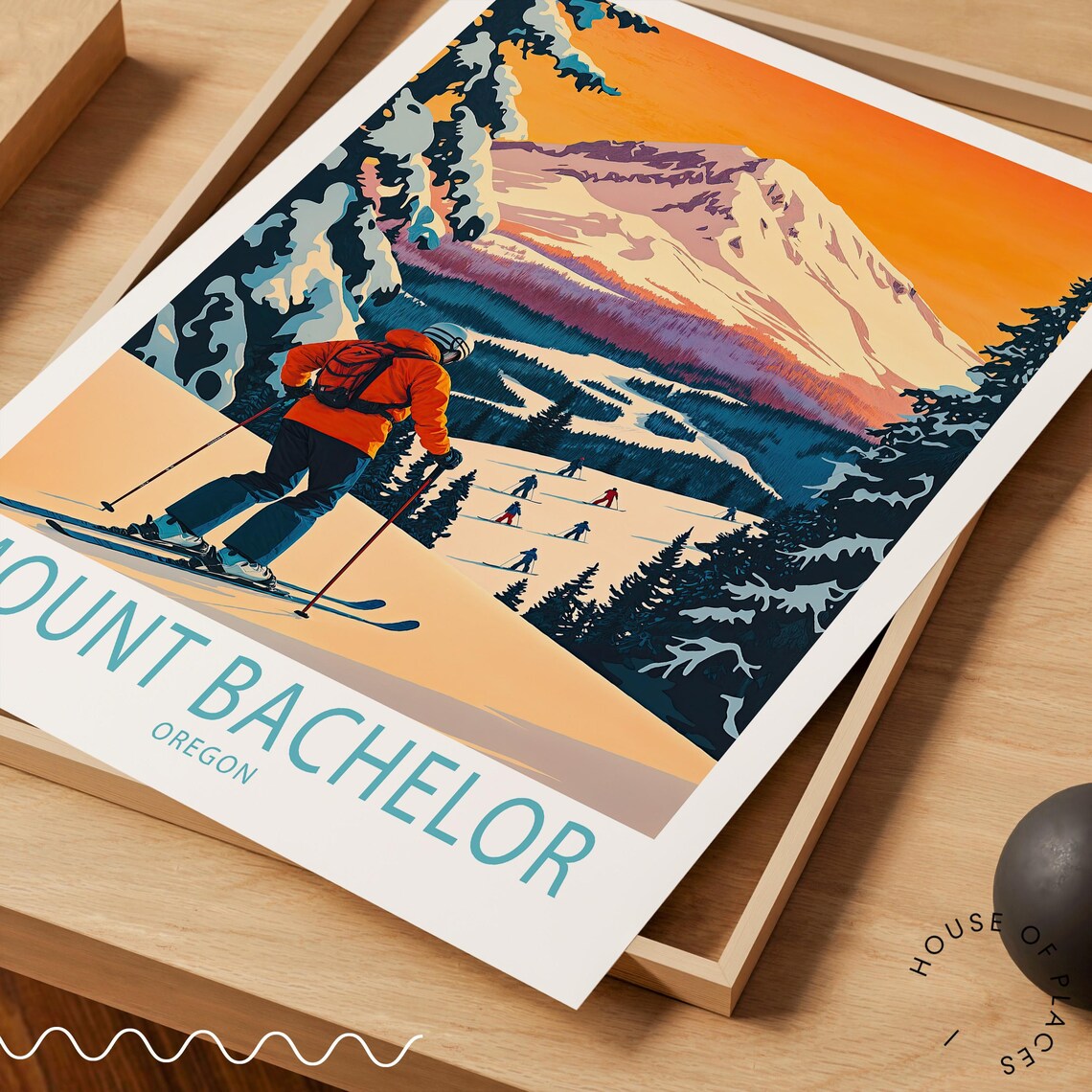 Mount Bachelor Oregon Travel Poster, Mountain Art Print - Image 3