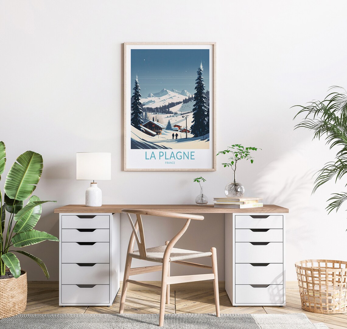 La Plagne French Ski Travel Poster, Winter Travel - Image 2