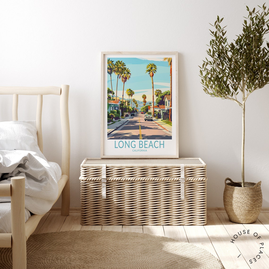 Long Beach California Palm Lined Residential Street Travel Poster - Image 4