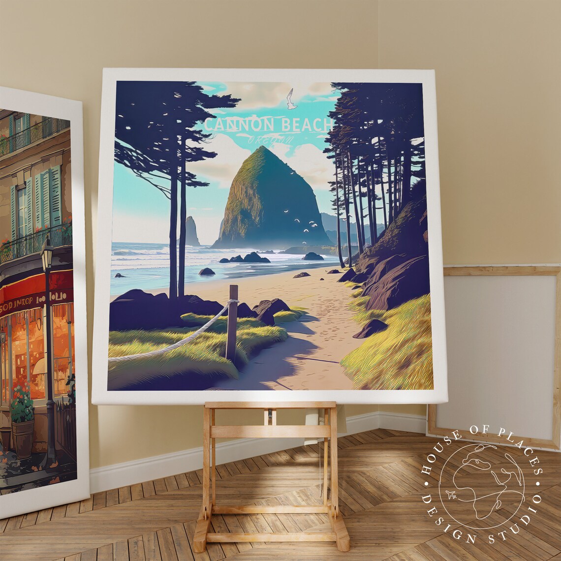 Cannon Beach Travel Poster, Oregon City Art Print - Image 2