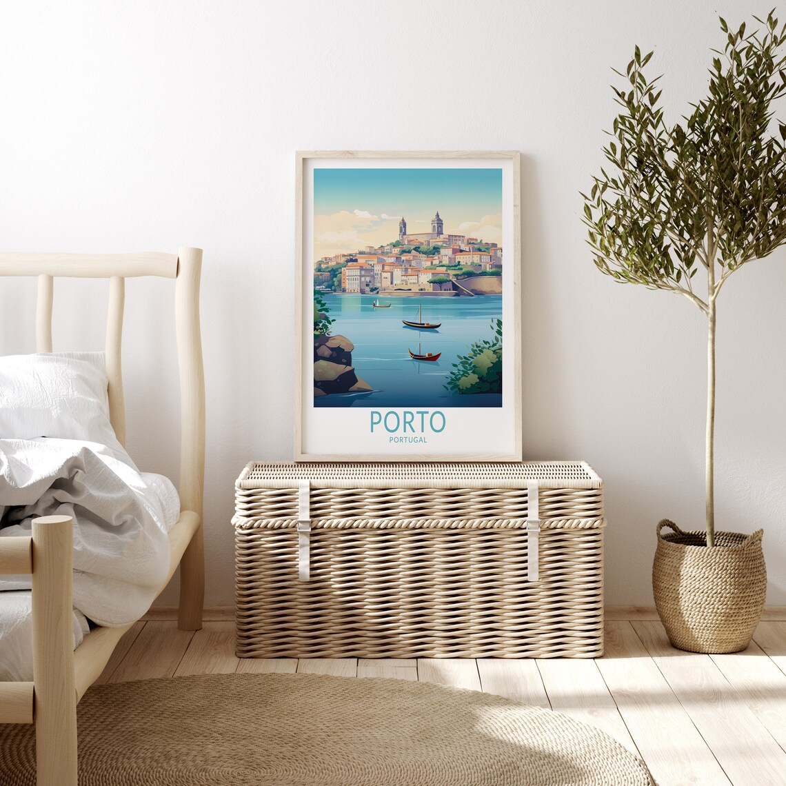 Porto Portugal Douro River Boats Hillside Old Town Travel Poster - Image 3