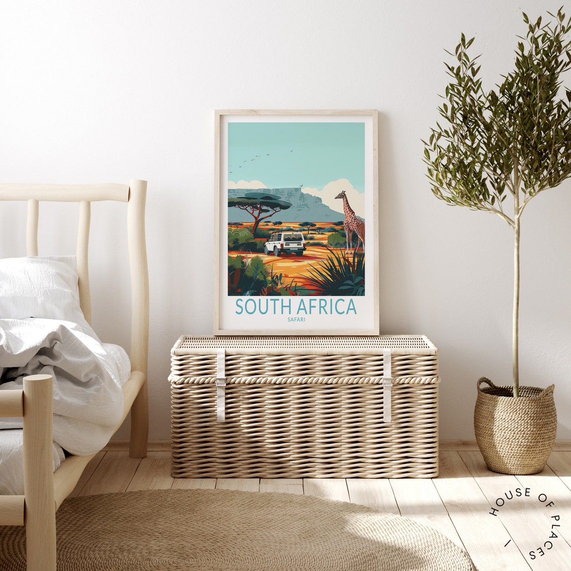 South Africa Safari Adventure Giraffe Retro Vintage Travel Poster - Image 3
