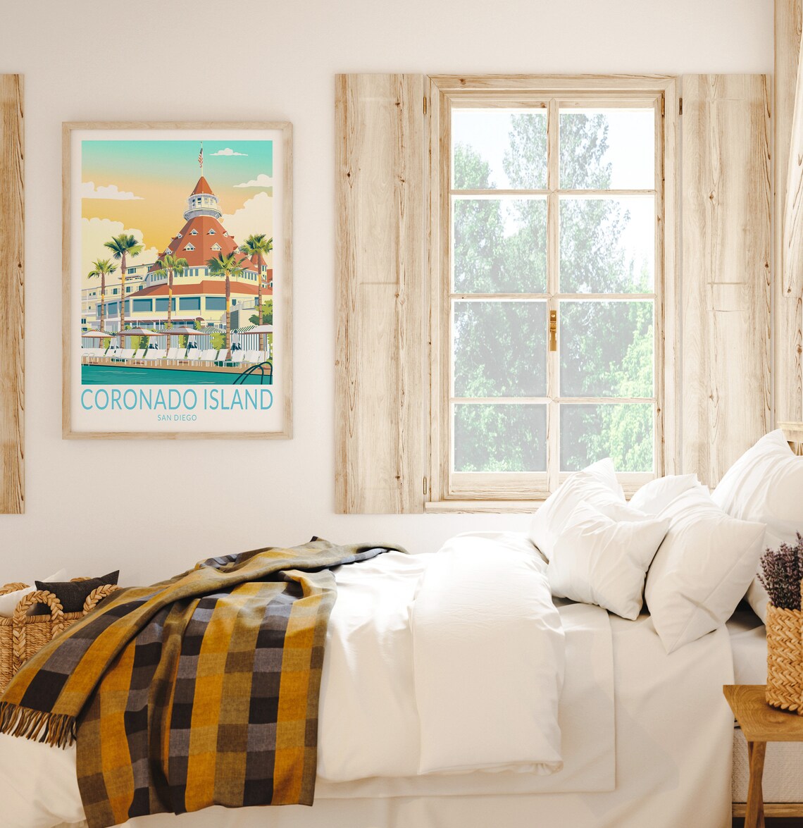 Coronado San Diego Travel Poster, Christmas Beach Print - Image 3