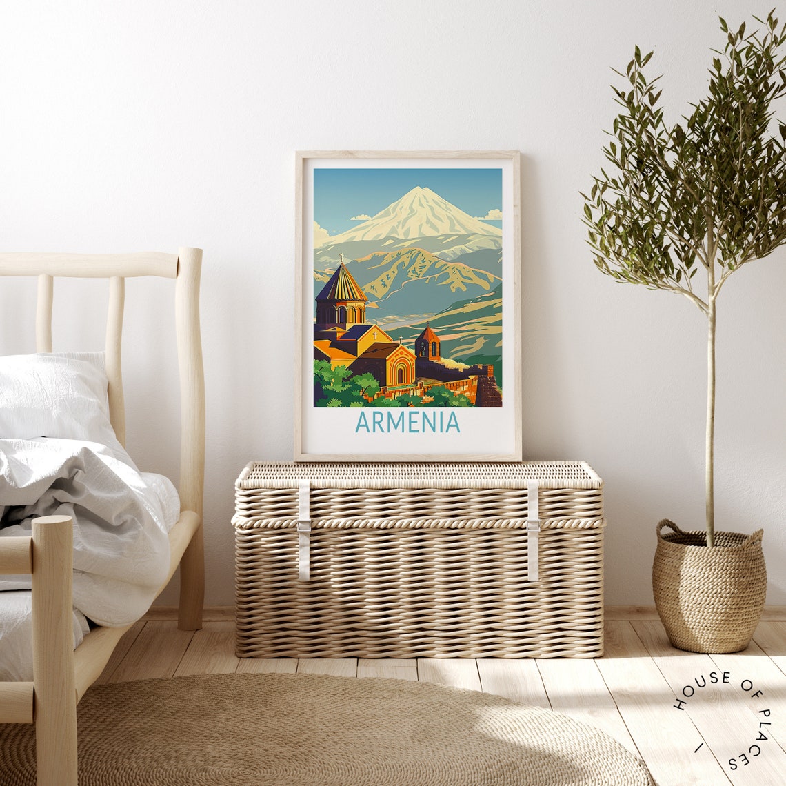 Armenia Mount Ararat Monastery Vintage Mountain Scenic Travel Poster - Image 3