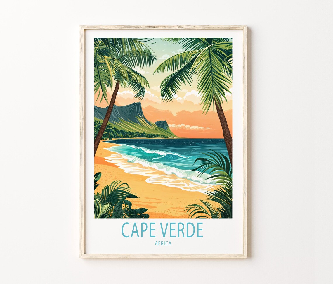 Cape Verde Africa Travel Poster Africa Wall Art Cape Verde Coast Print Home Decor Birthday Gifts Personalised Travel Poster - Image 3