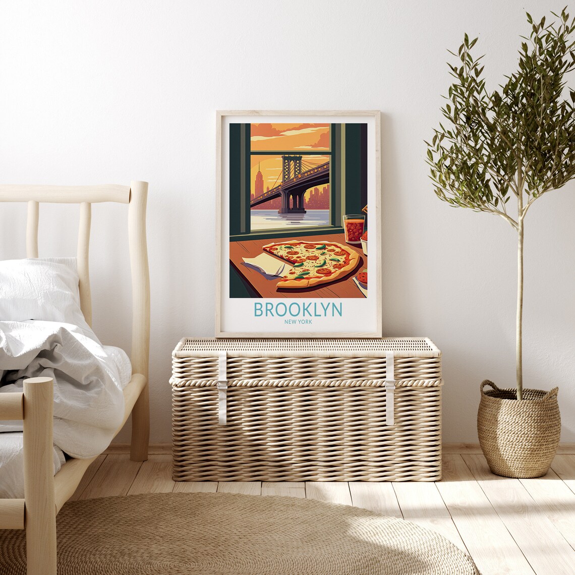 New York Brooklyn Pizza Travel Poster, Manhattan Food - Image 3