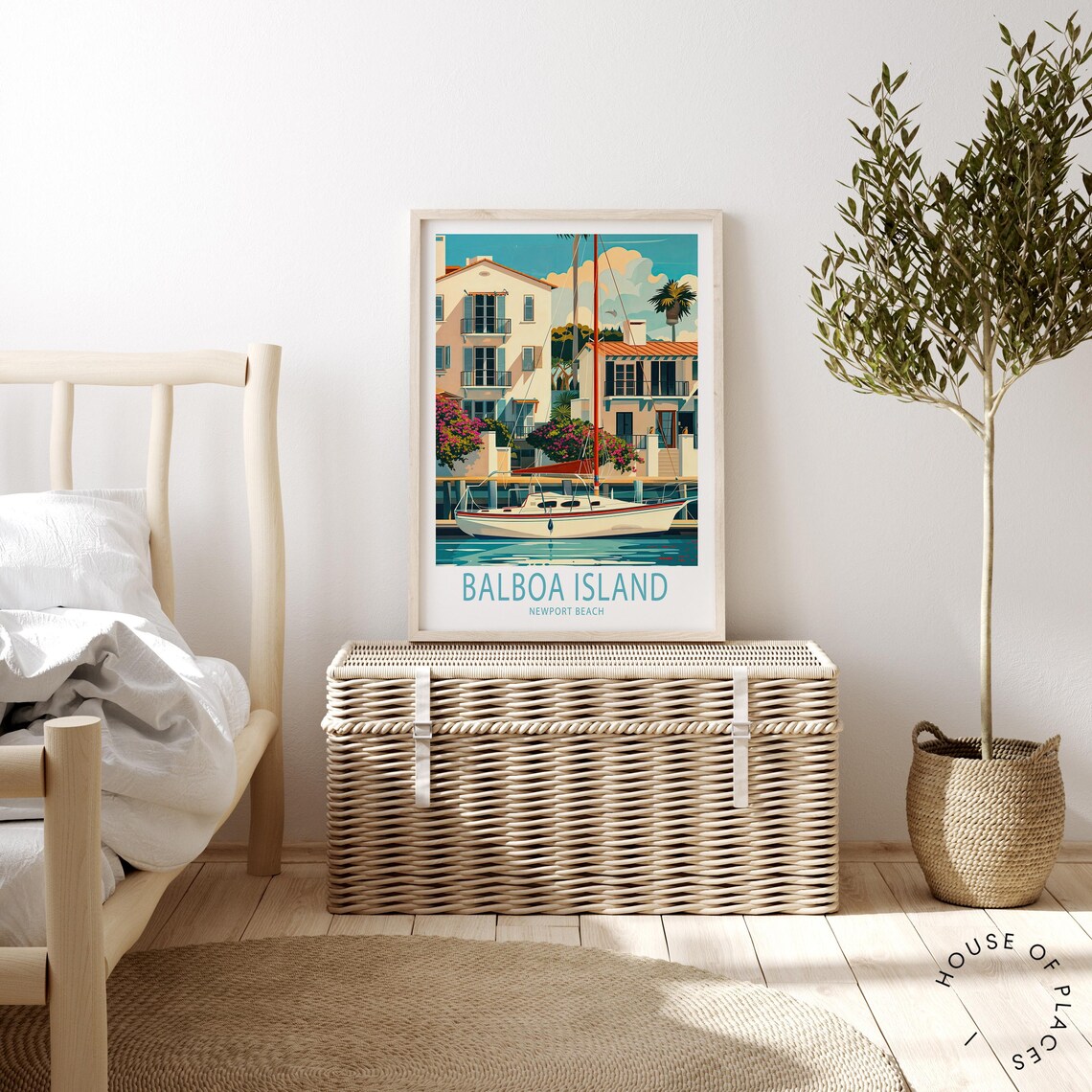 Balboa Island Newport Beach Sailboat Waterfront Homes Travel Poster - Image 4