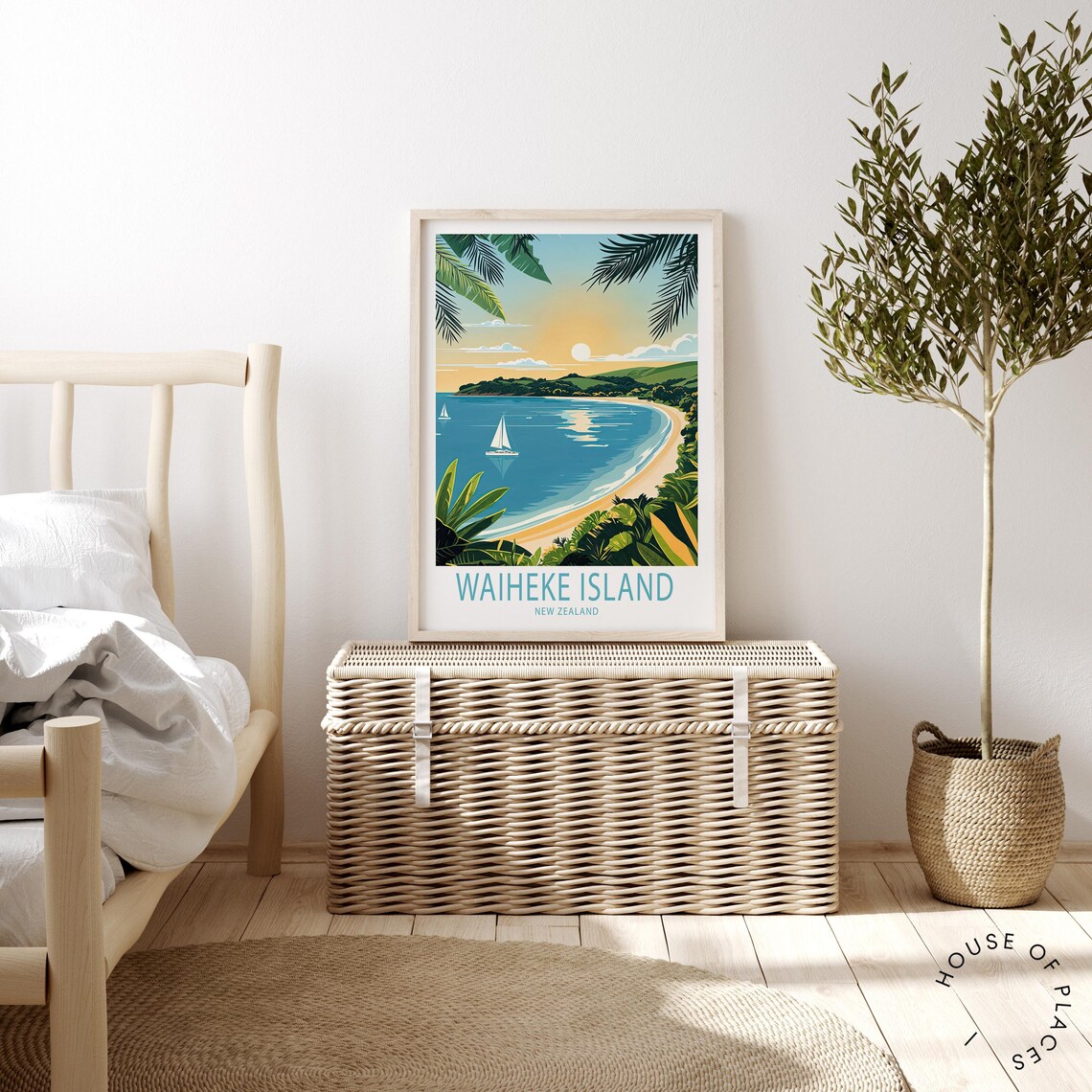 Waiheke Island New Zealand Travel Poster, Island Wall Art - Image 4