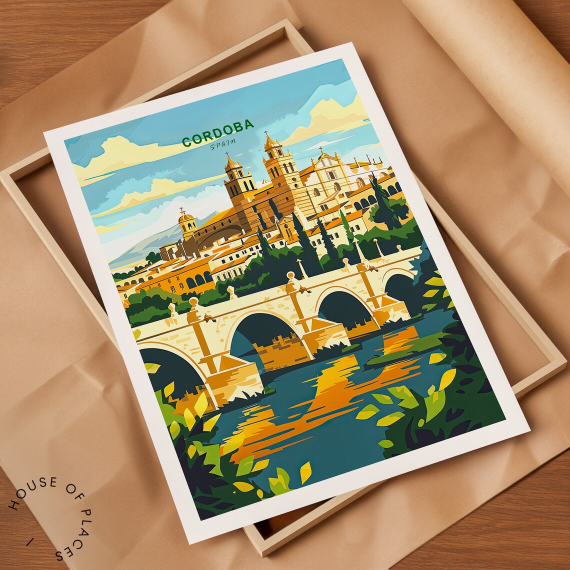 Cordoba Spain Roman Bridge Mezquita Vintage Travel Art Poster - Image 2