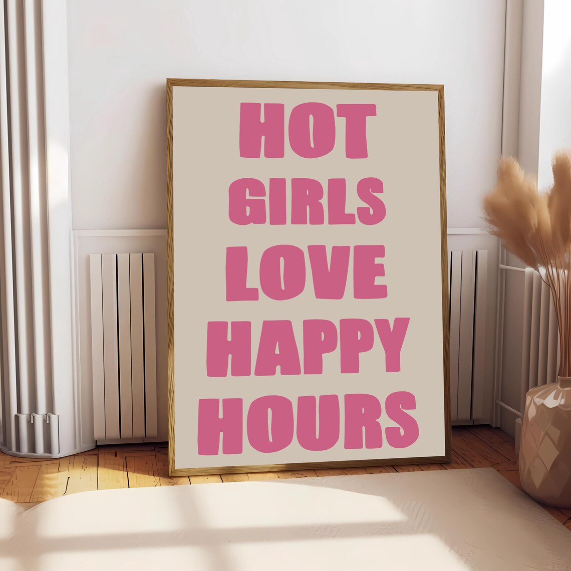 Hot Girls Love Happy Hour Guest Check Print Trendy Wall Art Bar Cart Print Guest Check Poster Trendy Art Wall Prints Pink Preppy - Image 2