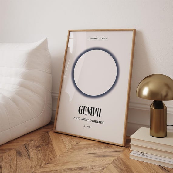 Gemini Zodiac Print Retro Astrology Star Sign